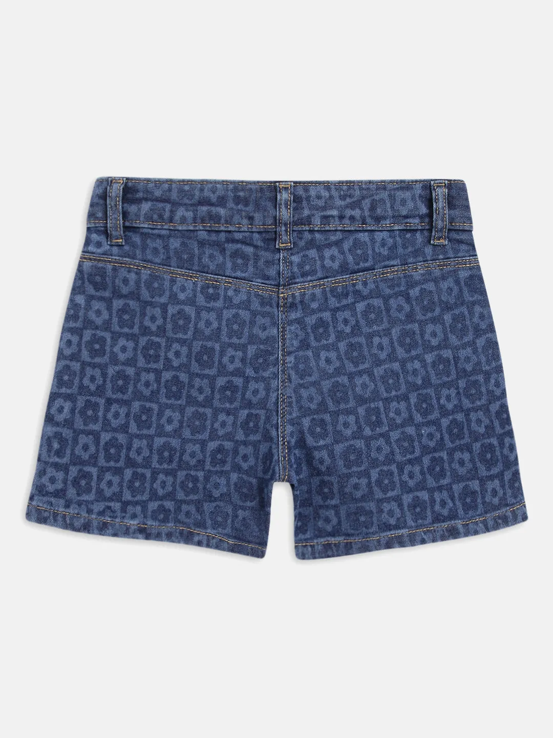 Girls Blue Printed Shorts