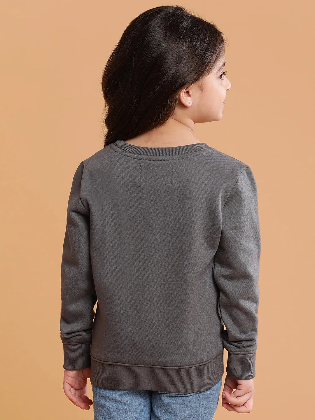 Girls Grey Printed Sweatshirt