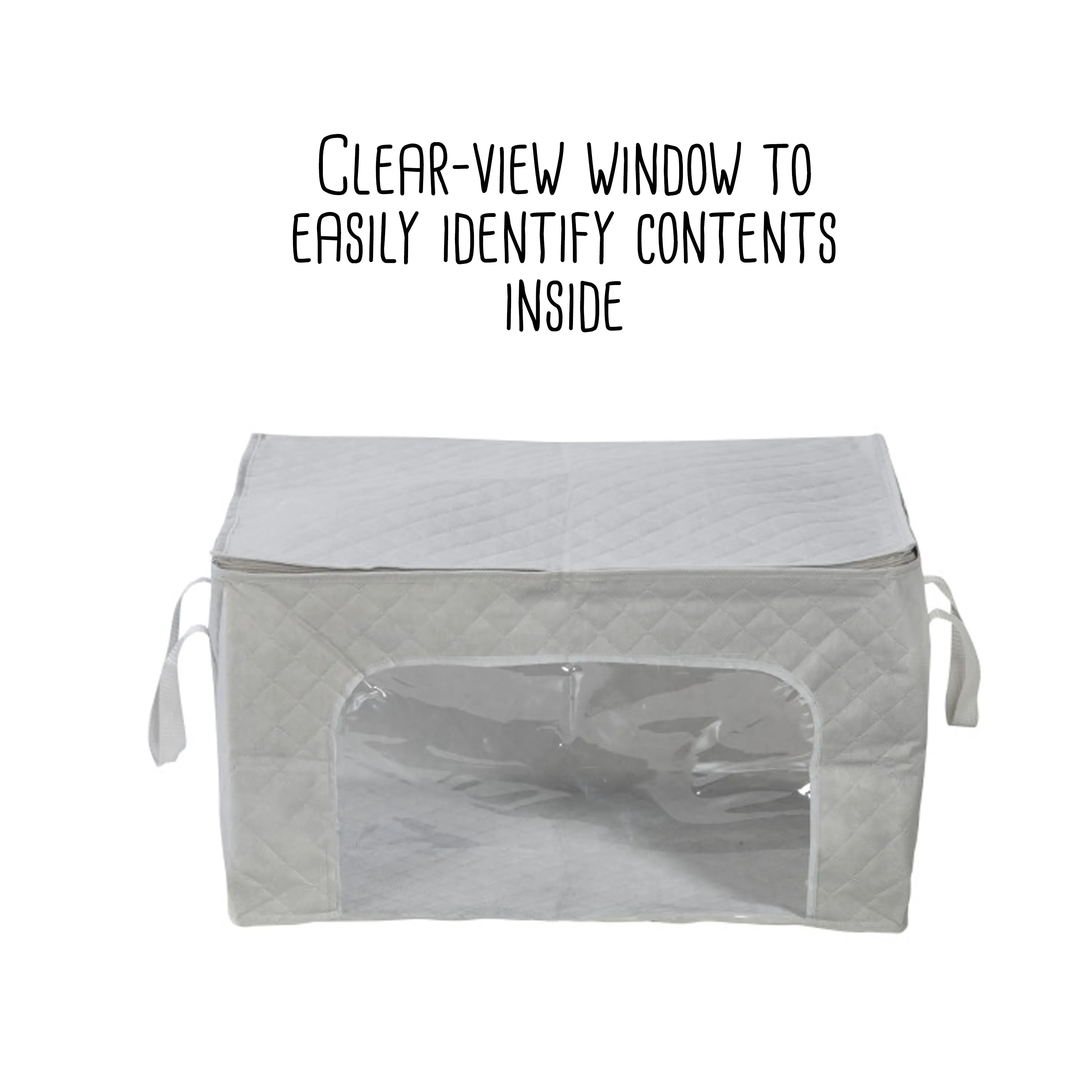 Gray/Clear Clothes Storage Bags with Clear-View Windows (Set of 3)