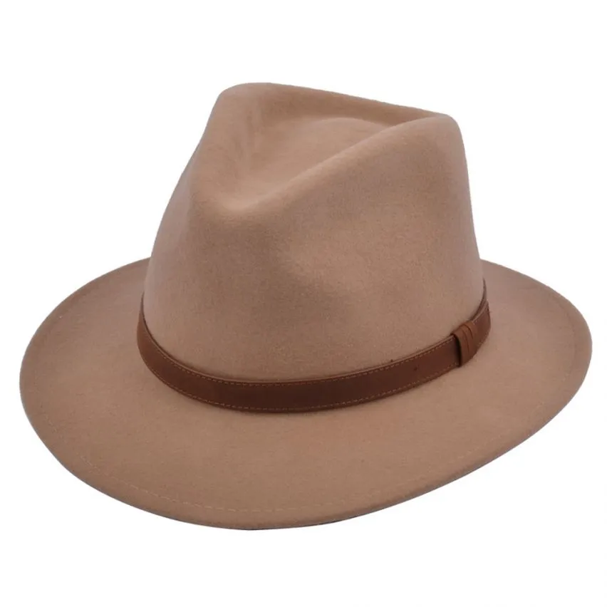 Handmade 100% Wool Camel Fedora