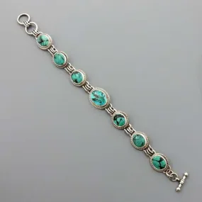 Handmade Adjustable Sterling Silver Turquoise Link Bracelet