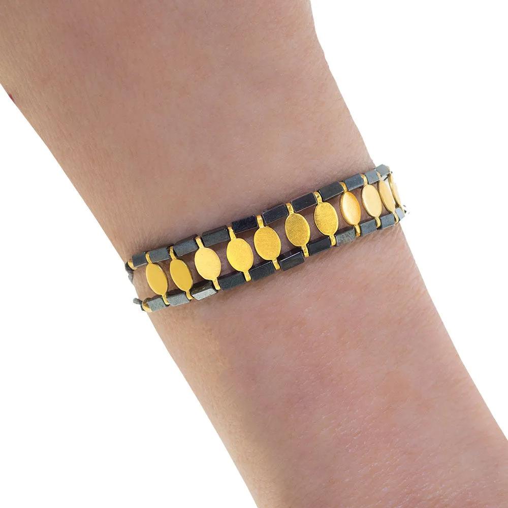 Handmade Bracelet With Gold Plated Silver Elements