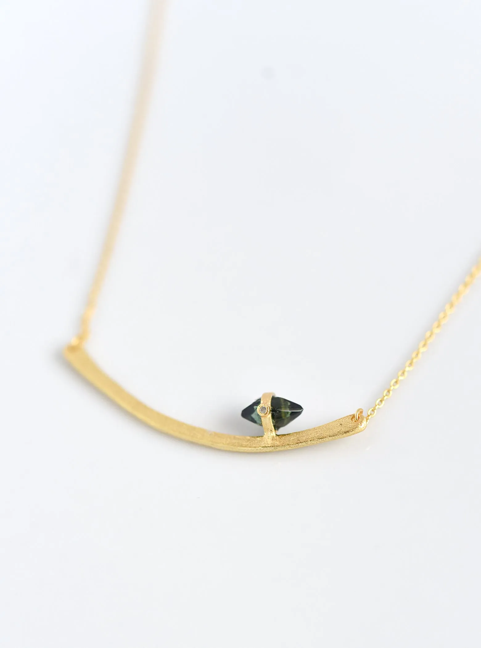 Handmade Curved Bar with Tourmaline Necklace