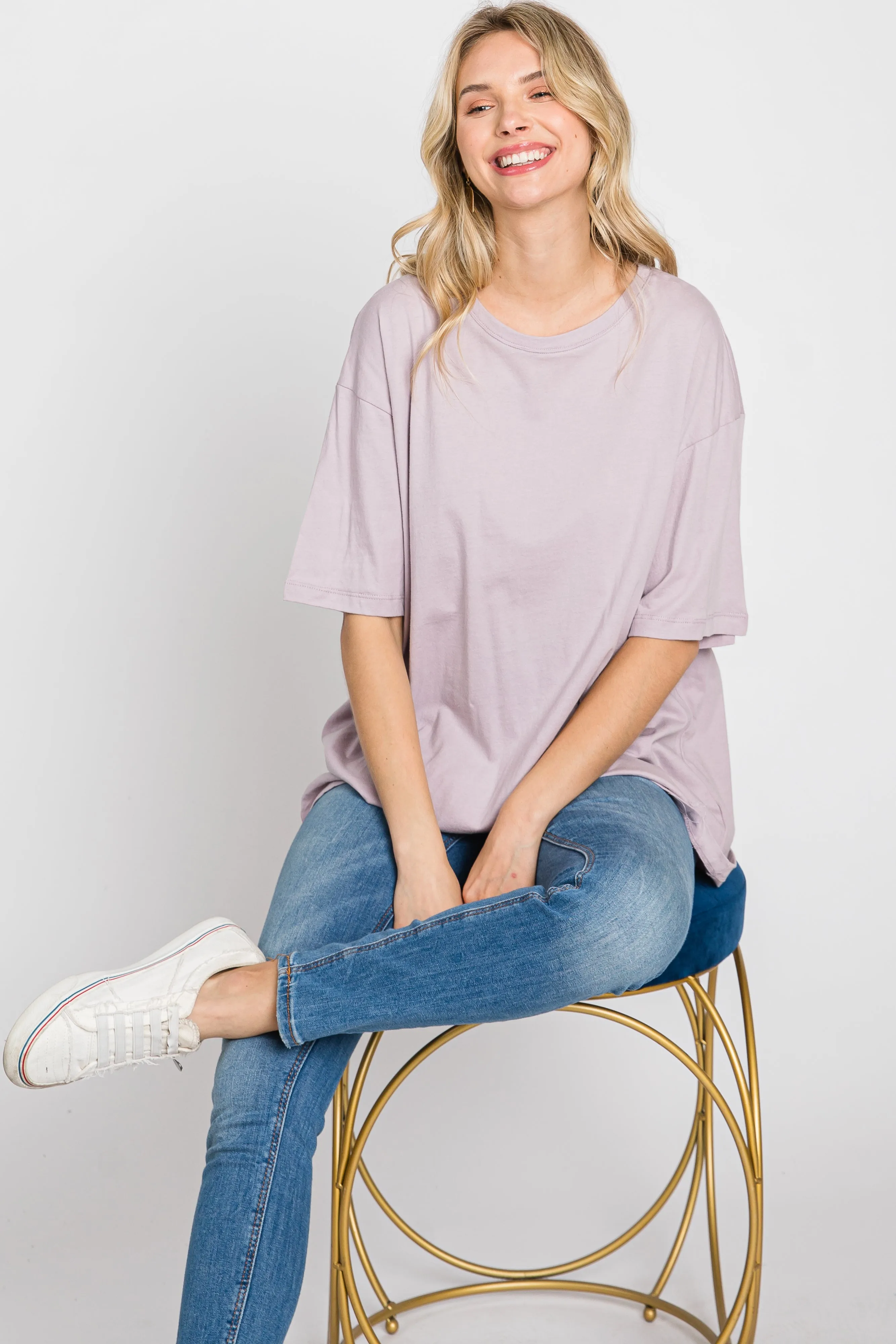 Lavender Basic Oversized Tee