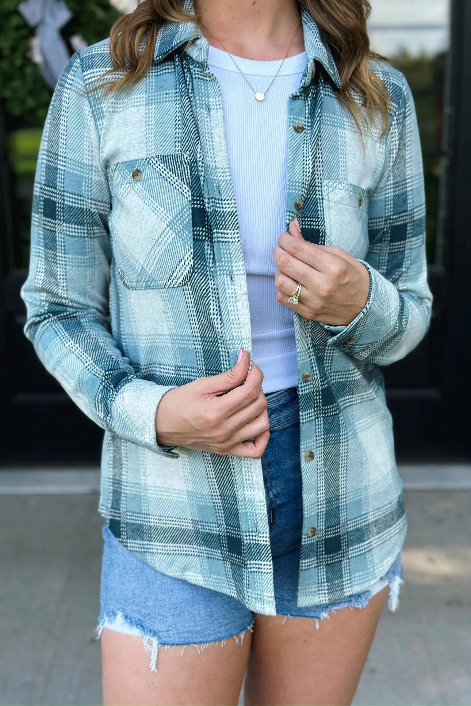 Lewis- Cream Teal Plaid