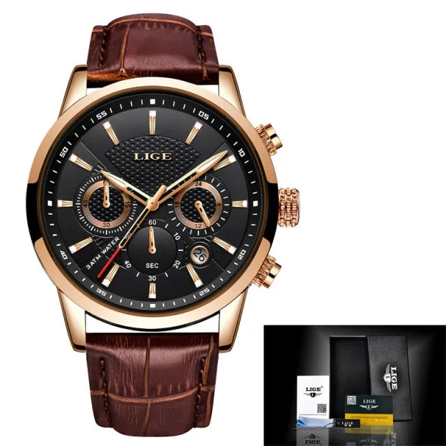 LIGE Luxury Men's Luminous Quartz Wristwatch