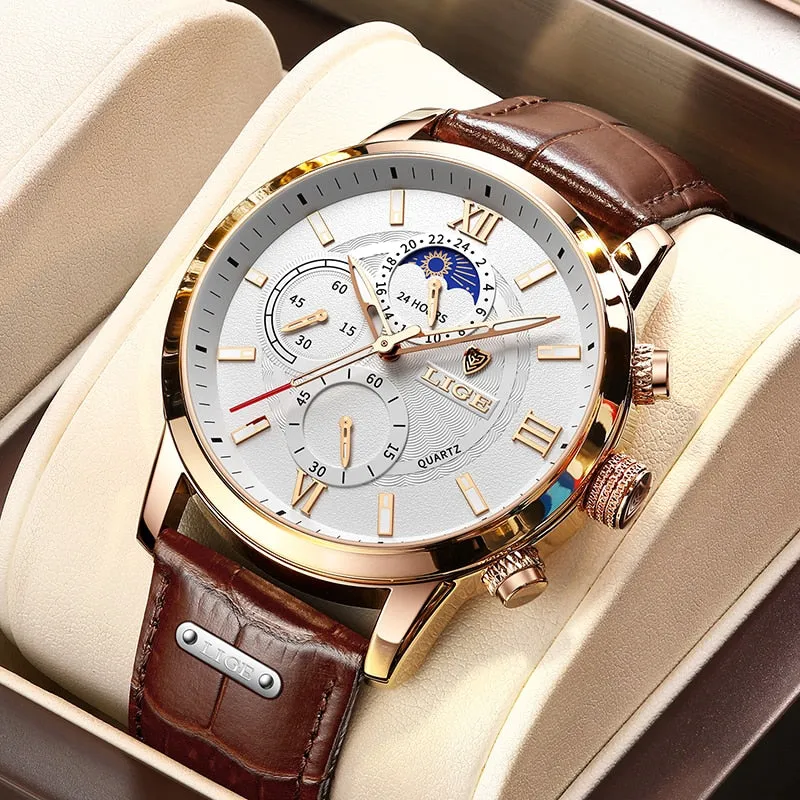 LIGE Luxury Men's Luminous Quartz Wristwatch