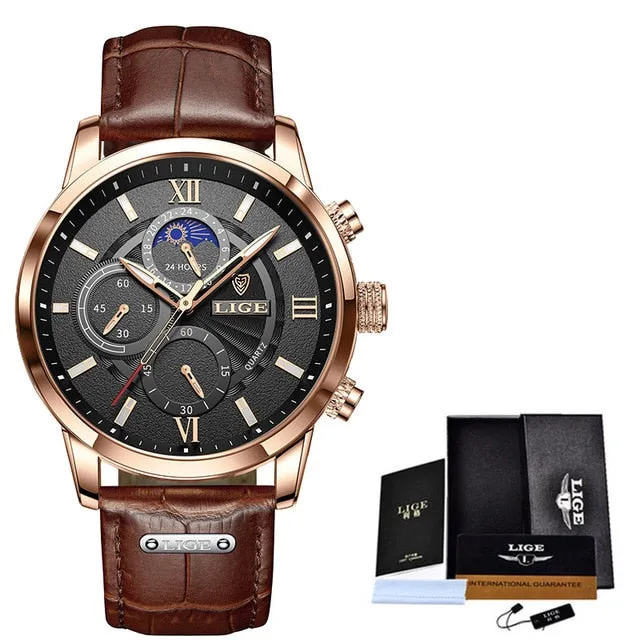 LIGE Luxury Men's Luminous Quartz Wristwatch