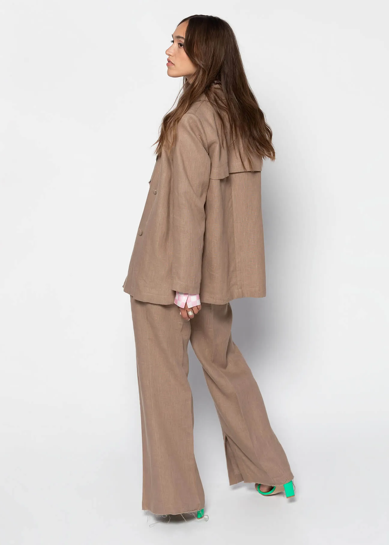 LINNEA Oversized Linen Blazer - Latte