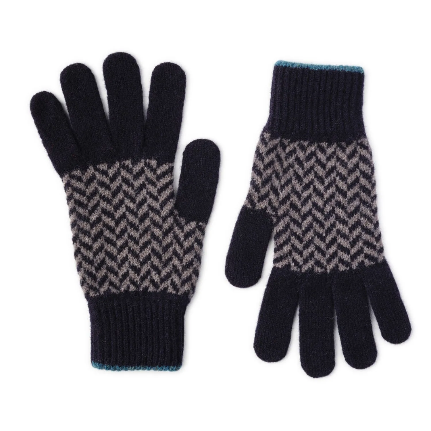 Lomond Lambswool - Herringbone Patterned Mens Gloves - Nairn