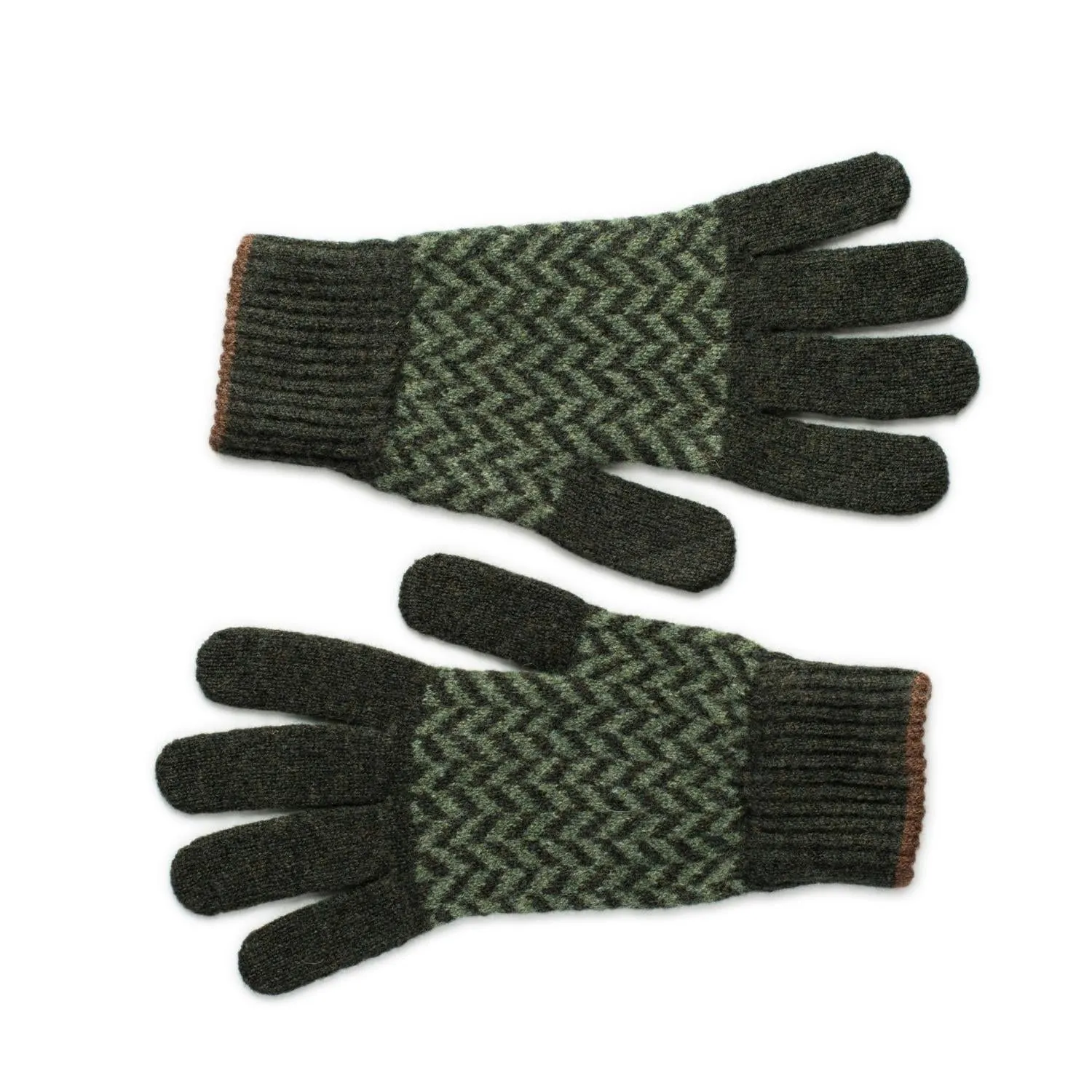 Lomond Lambswool - Herringbone Patterned Mens Gloves - Nairn