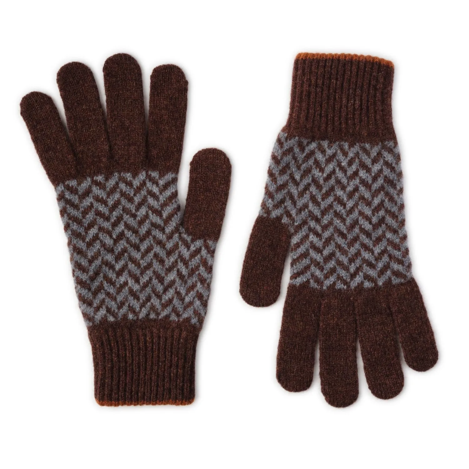 Lomond Lambswool - Herringbone Patterned Mens Gloves - Nairn