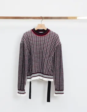 Long Sleeve Plaid Jacquard Pullover