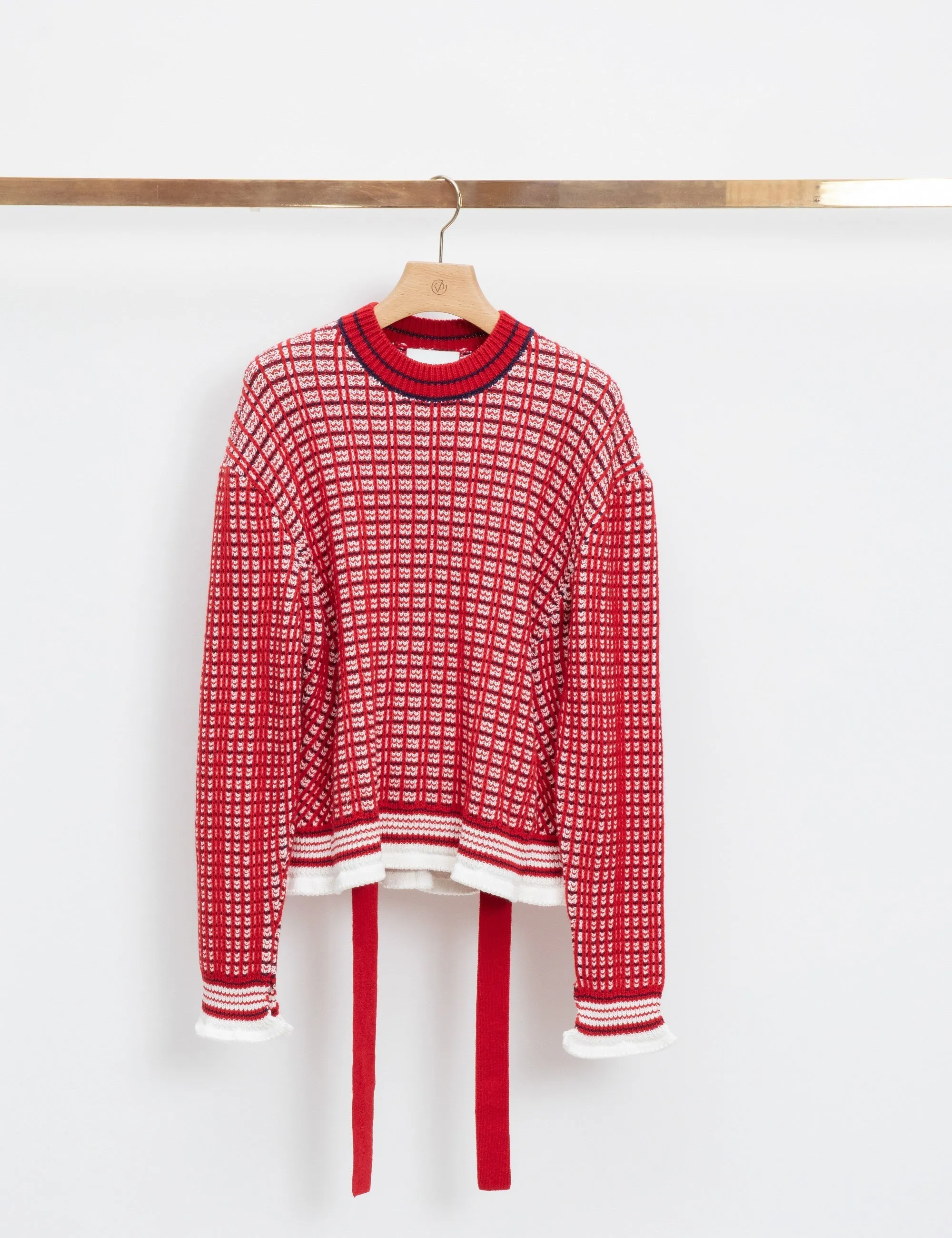 Long Sleeve Plaid Jacquard Pullover