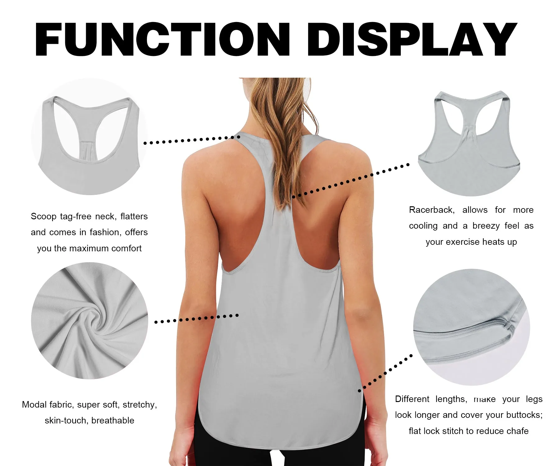 Loose Fit Racerback Tank Top lightgray