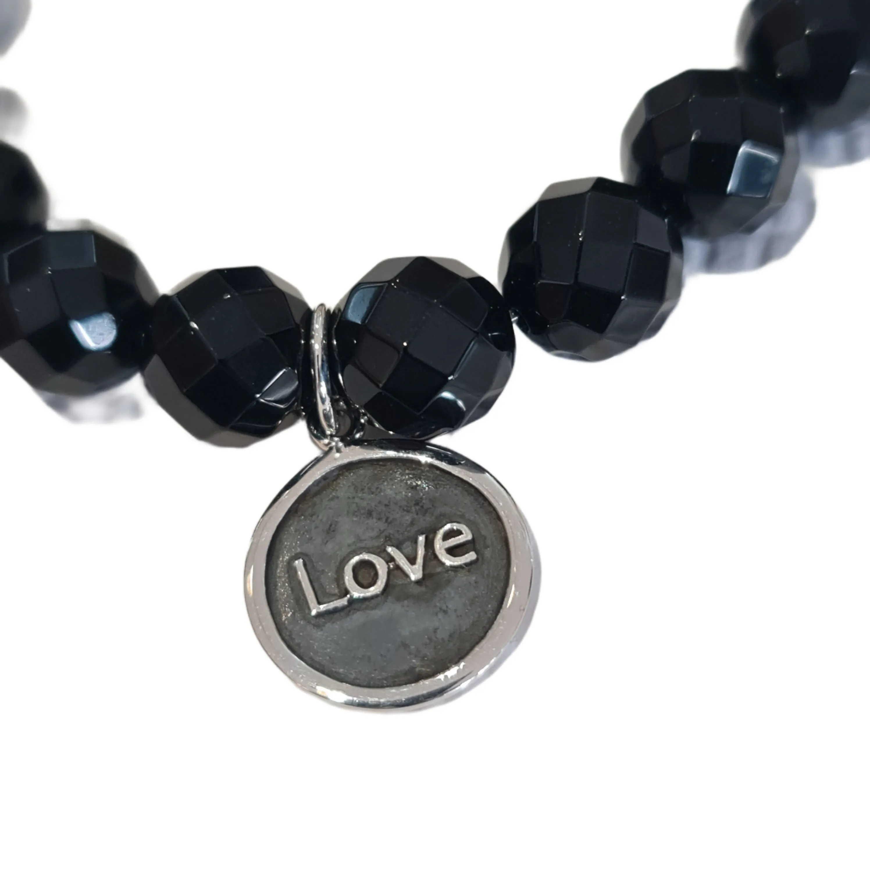 Love Black Agate stone bracelet handmade