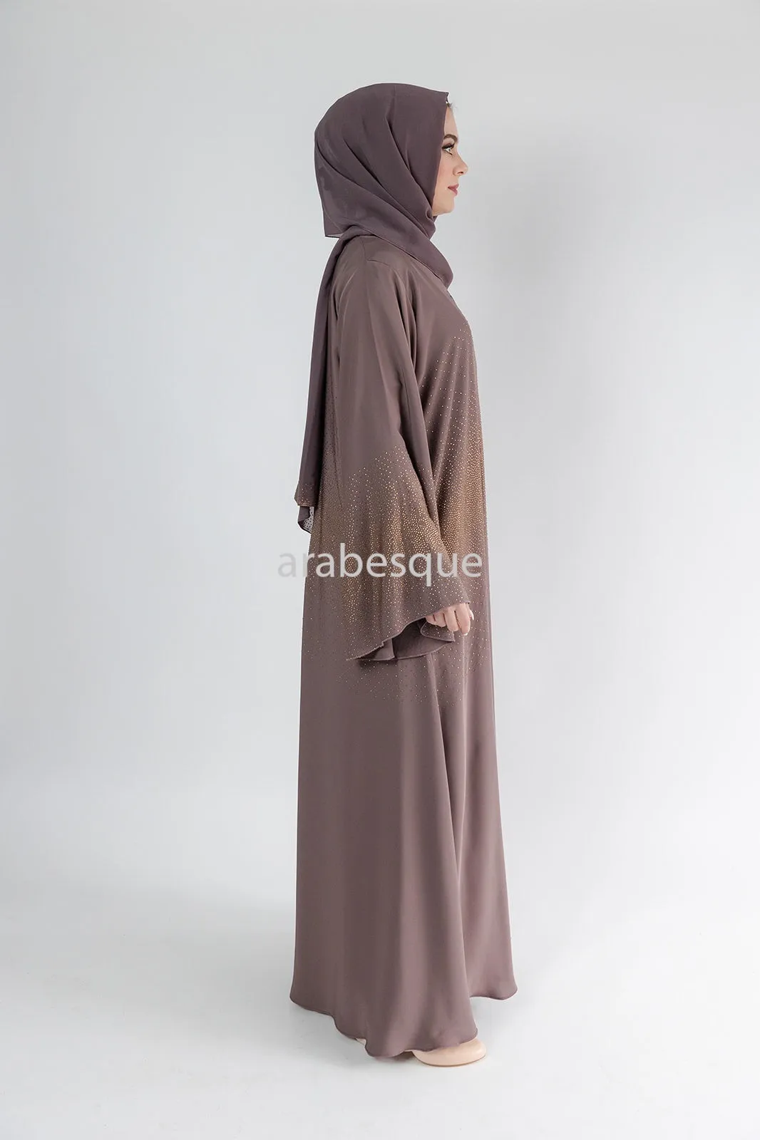 Luxury Nida Embellished Open Abaya with wide Sleeve