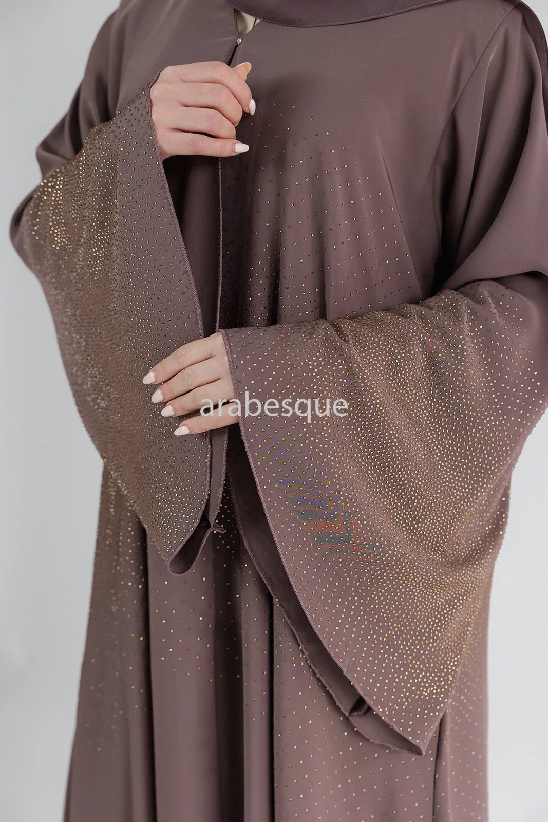 Luxury Nida Embellished Open Abaya with wide Sleeve