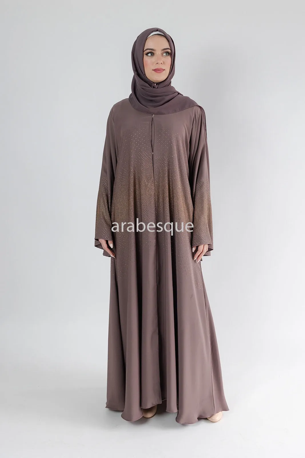 Luxury Nida Embellished Open Abaya with wide Sleeve