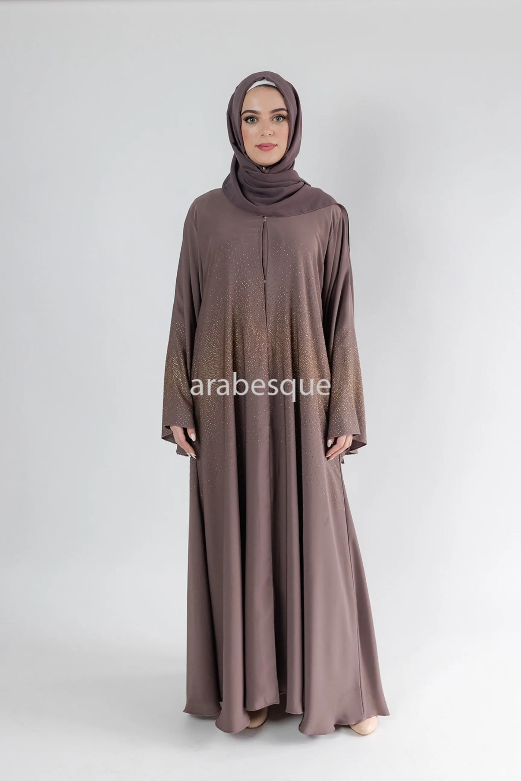 Luxury Nida Embellished Open Abaya with wide Sleeve