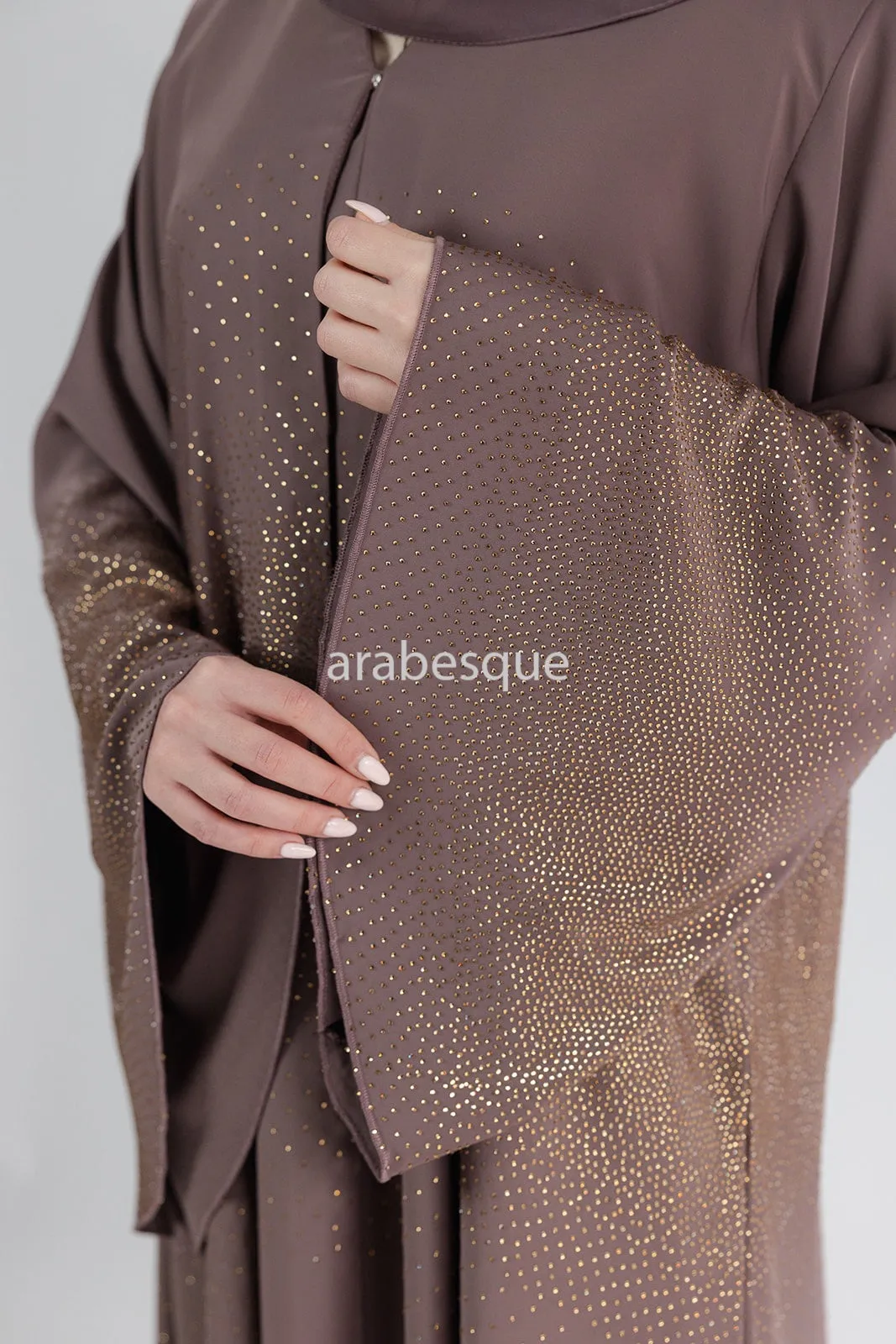 Luxury Nida Embellished Open Abaya with wide Sleeve