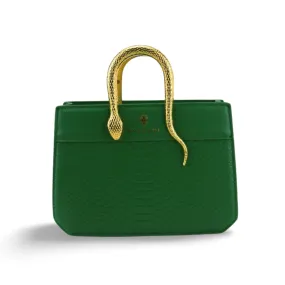 Luxury Pu Leather Handbag with Gold Snake Handle