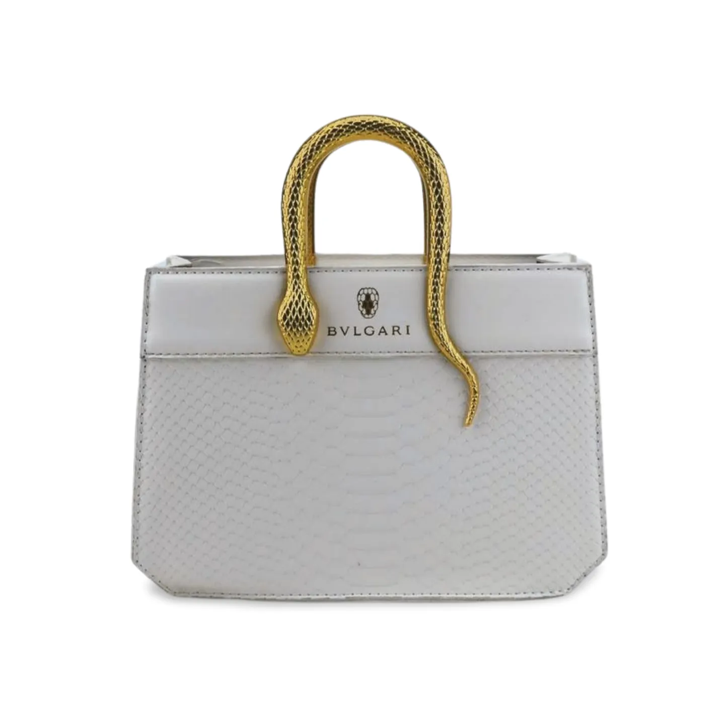 Luxury Pu Leather Handbag with Gold Snake Handle