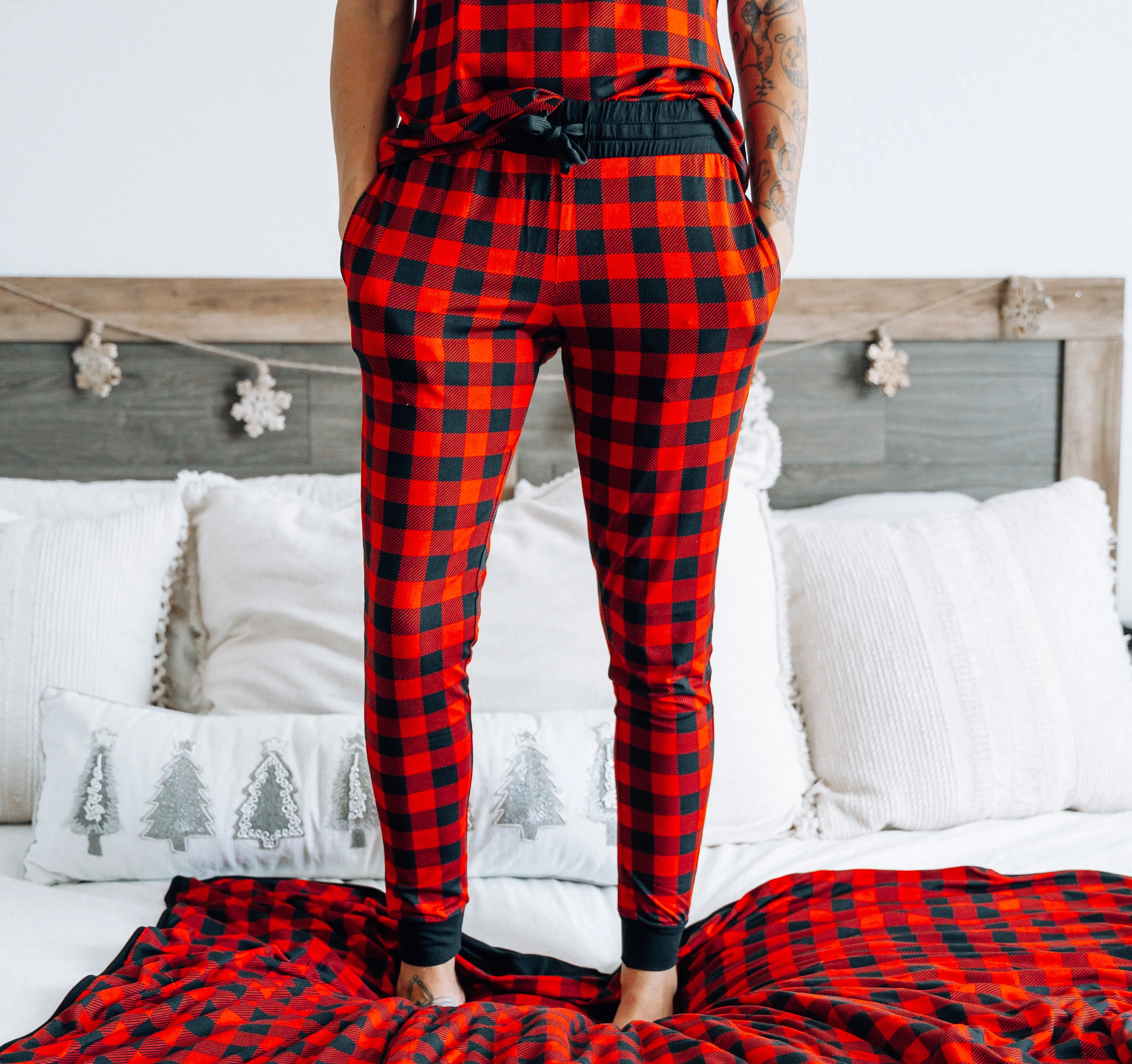 MAMA JOGGERS- Red Buffalo Plaid