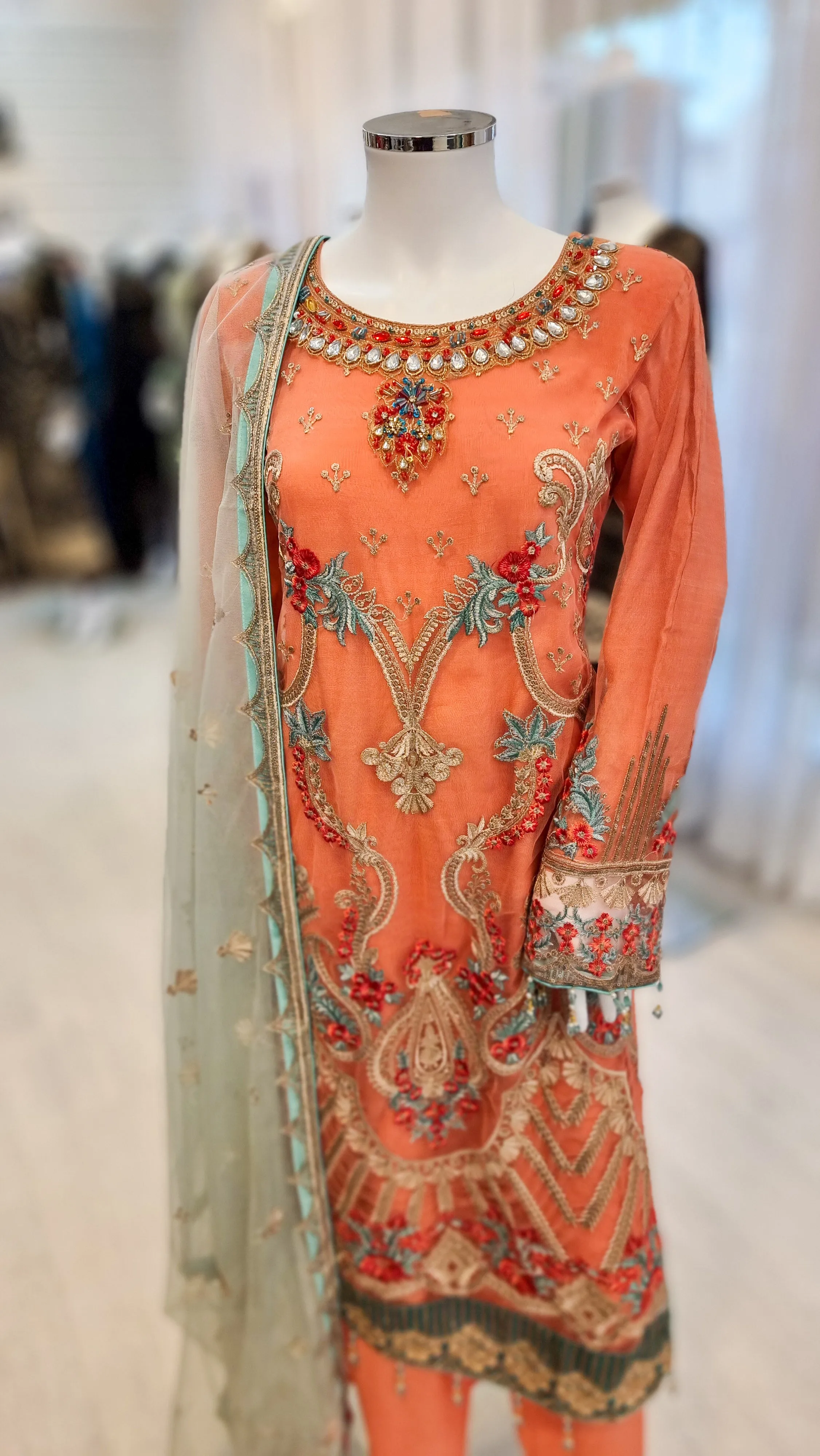 Maryam's Peach Luxury Chiffon Suit (PRET Premium Collection)