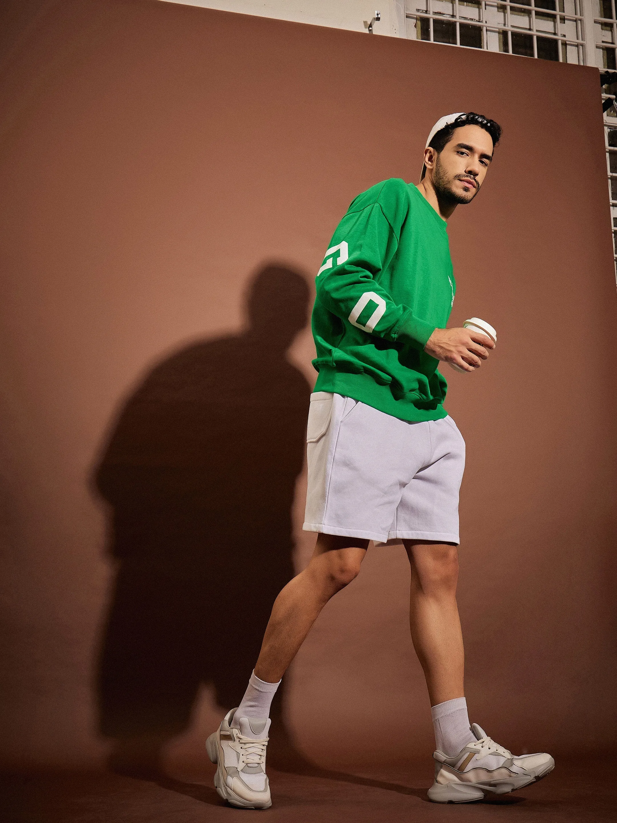 Men Green CHICAGO Oversized Sweatshirt