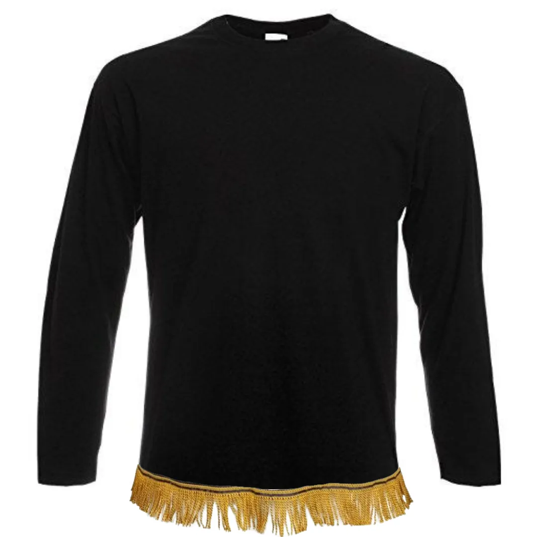 Men's Plain Long Sleeve Fringed T-Shirt