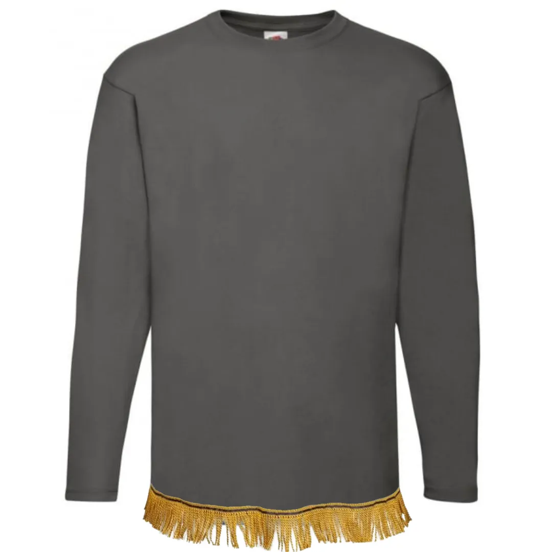 Men's Plain Long Sleeve Fringed T-Shirt