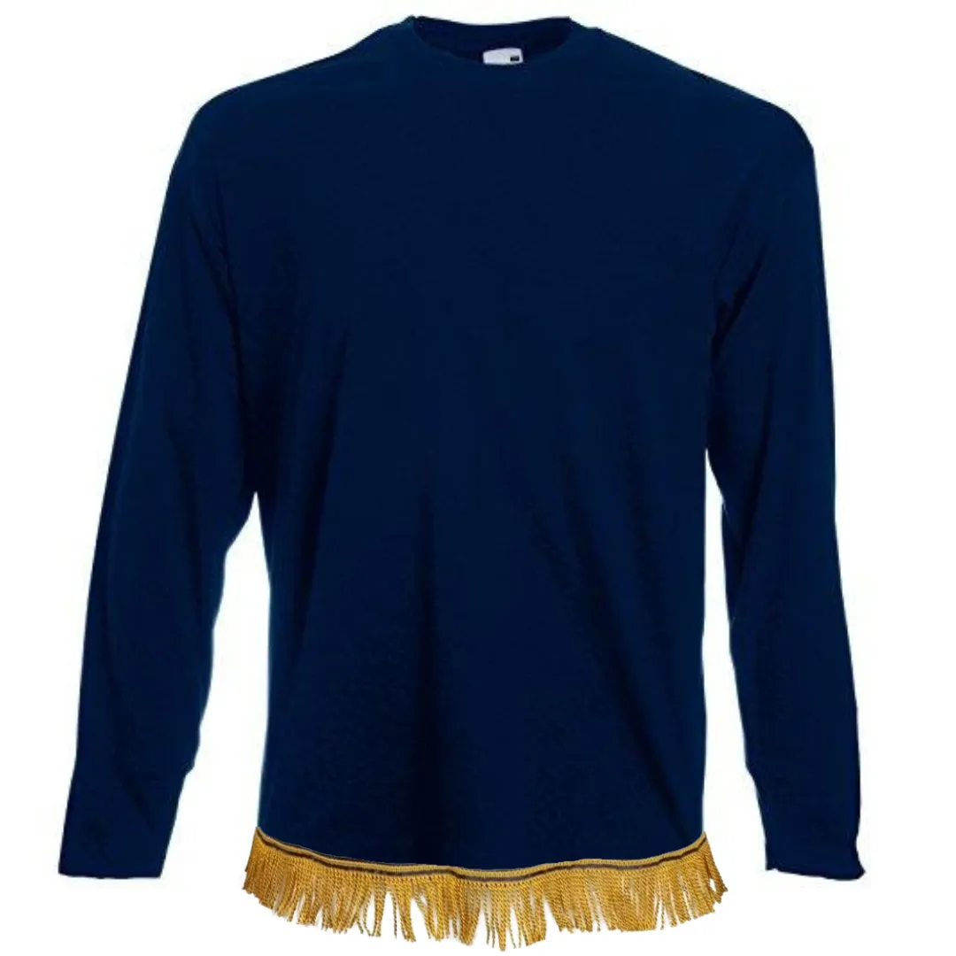 Men's Plain Long Sleeve Fringed T-Shirt