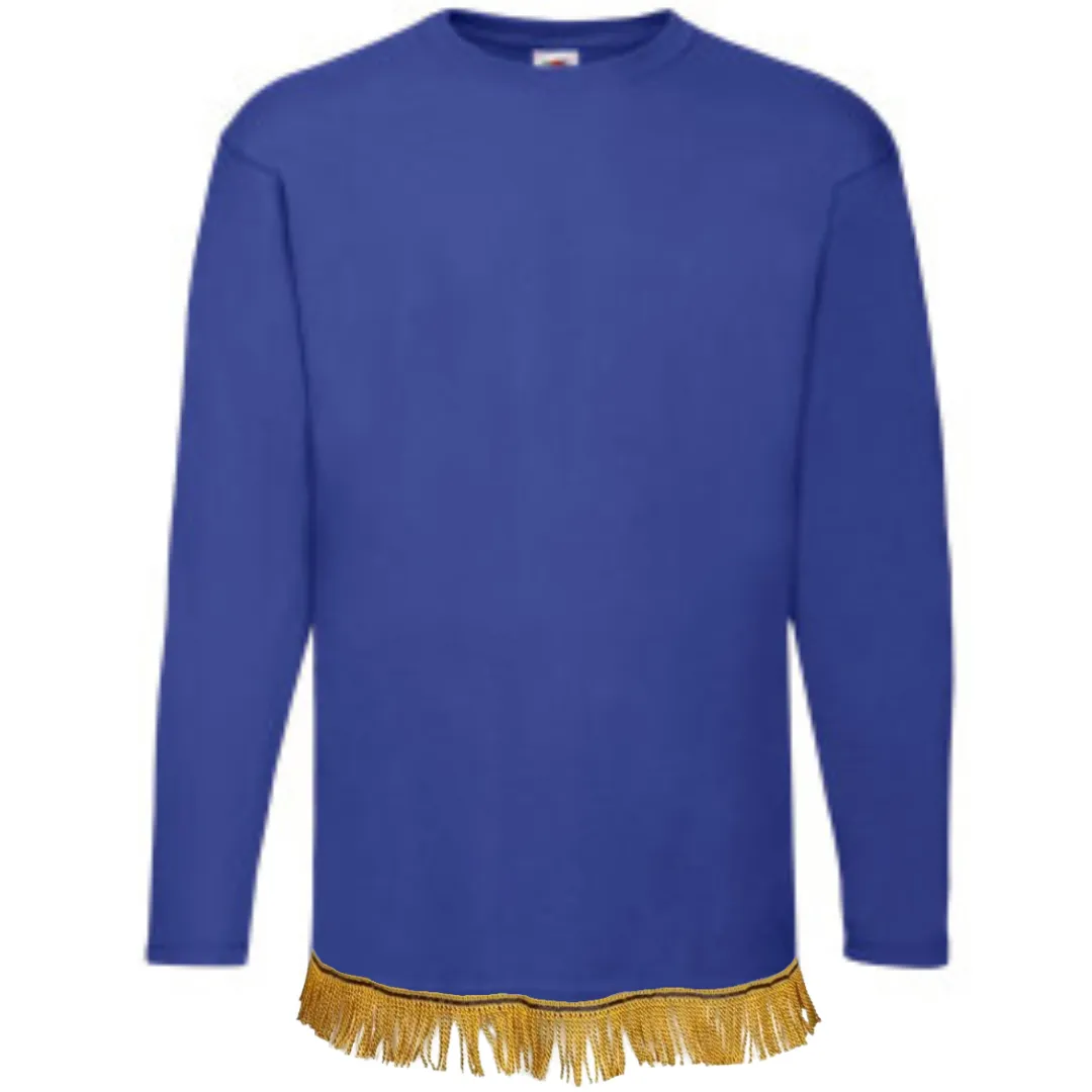 Men's Plain Long Sleeve Fringed T-Shirt