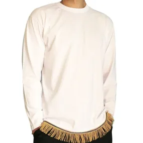 Men's Plain Long Sleeve Fringed T-Shirt