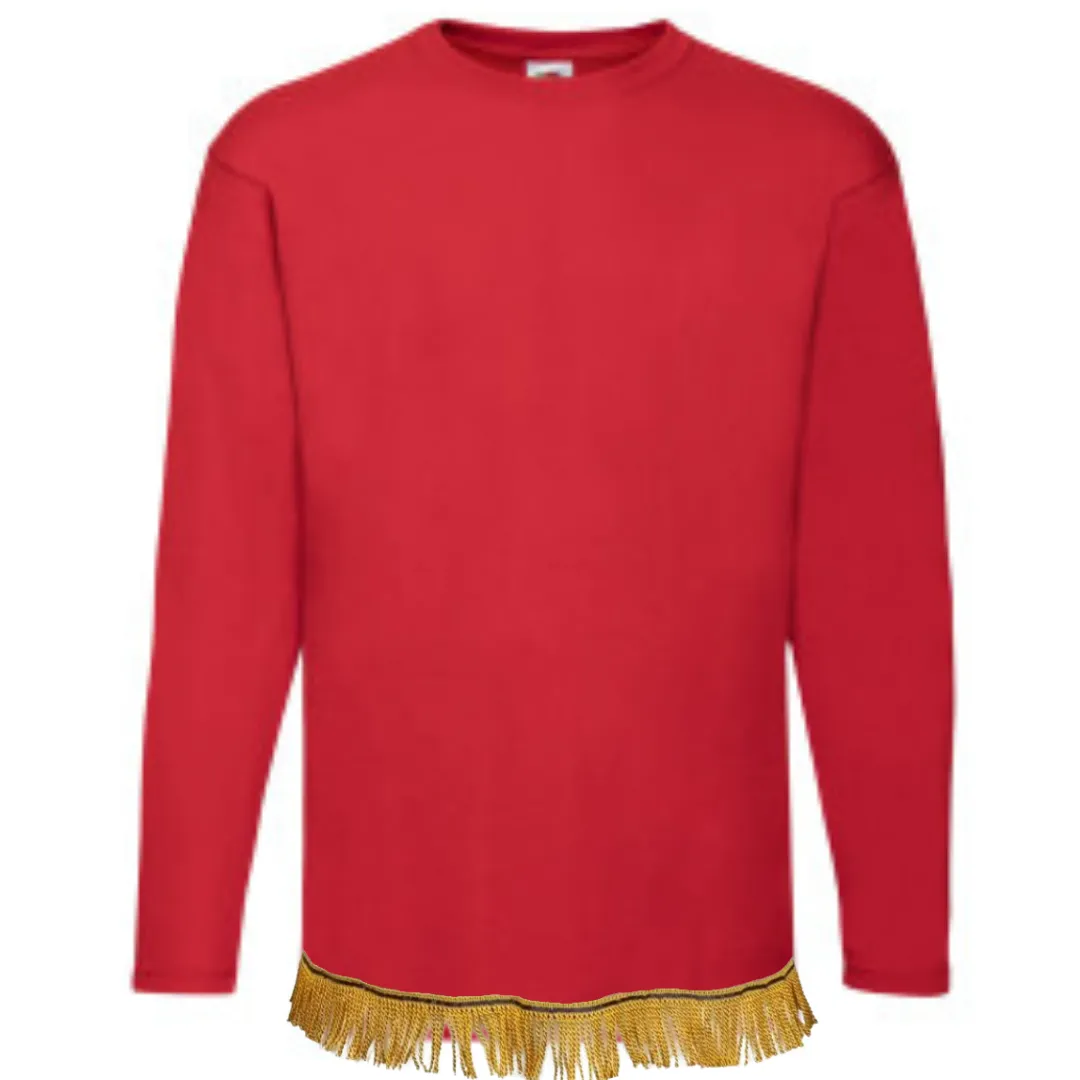 Men's Plain Long Sleeve Fringed T-Shirt