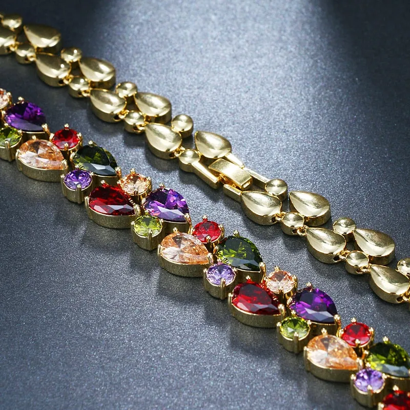 Multi-Color Gemstone Rose Gold Luxury Statement Necklace