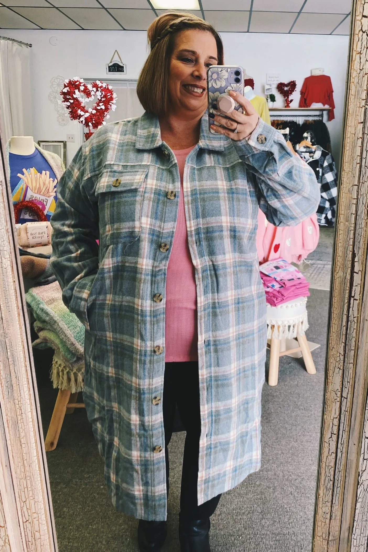 Muriel Plaid Long Shacket