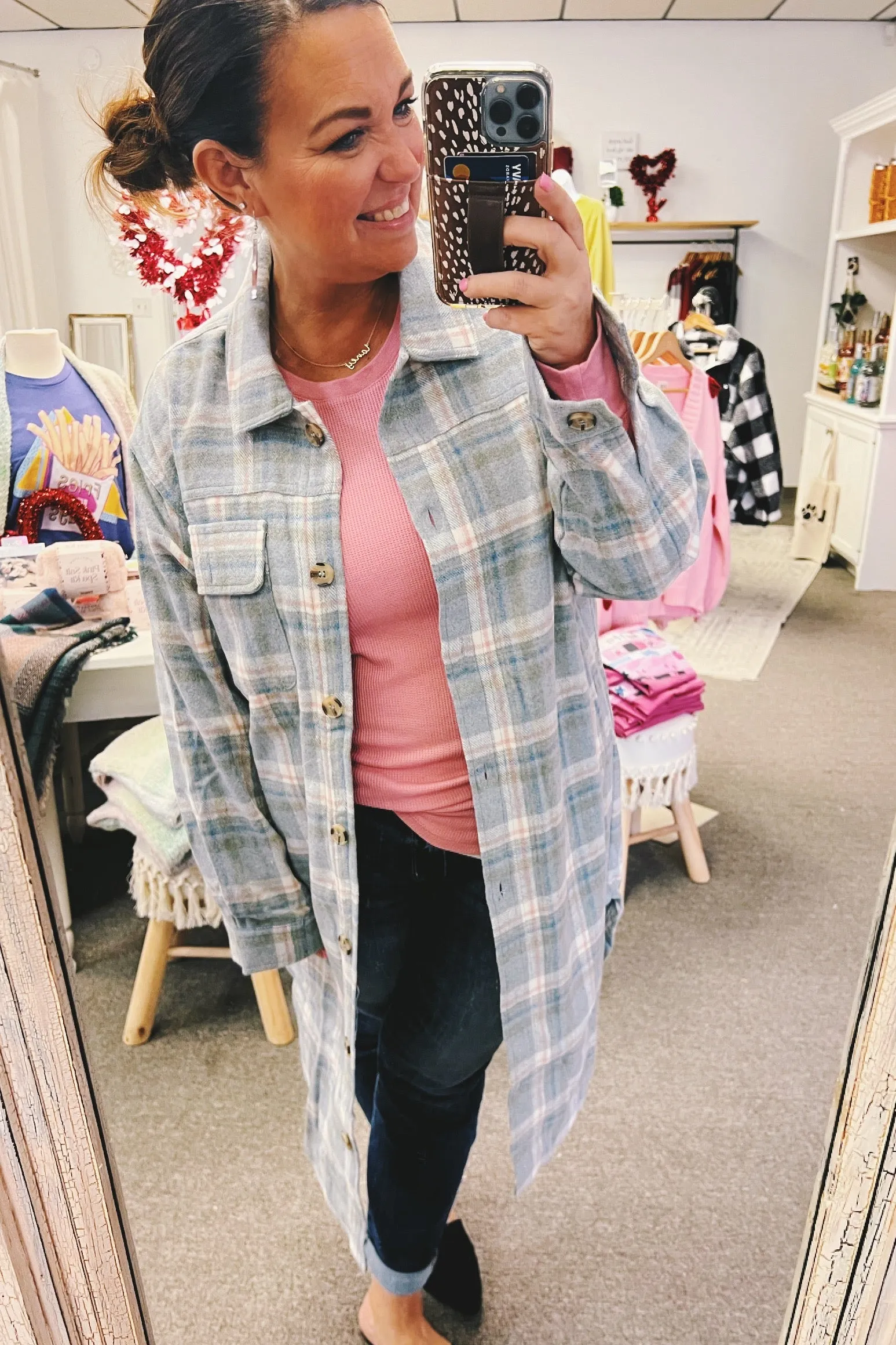 Muriel Plaid Long Shacket