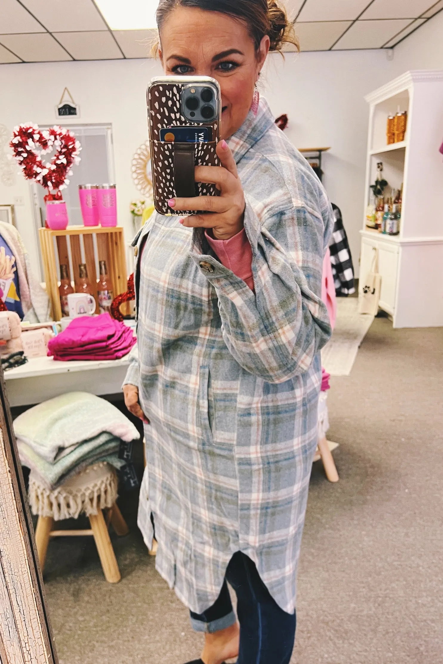 Muriel Plaid Long Shacket