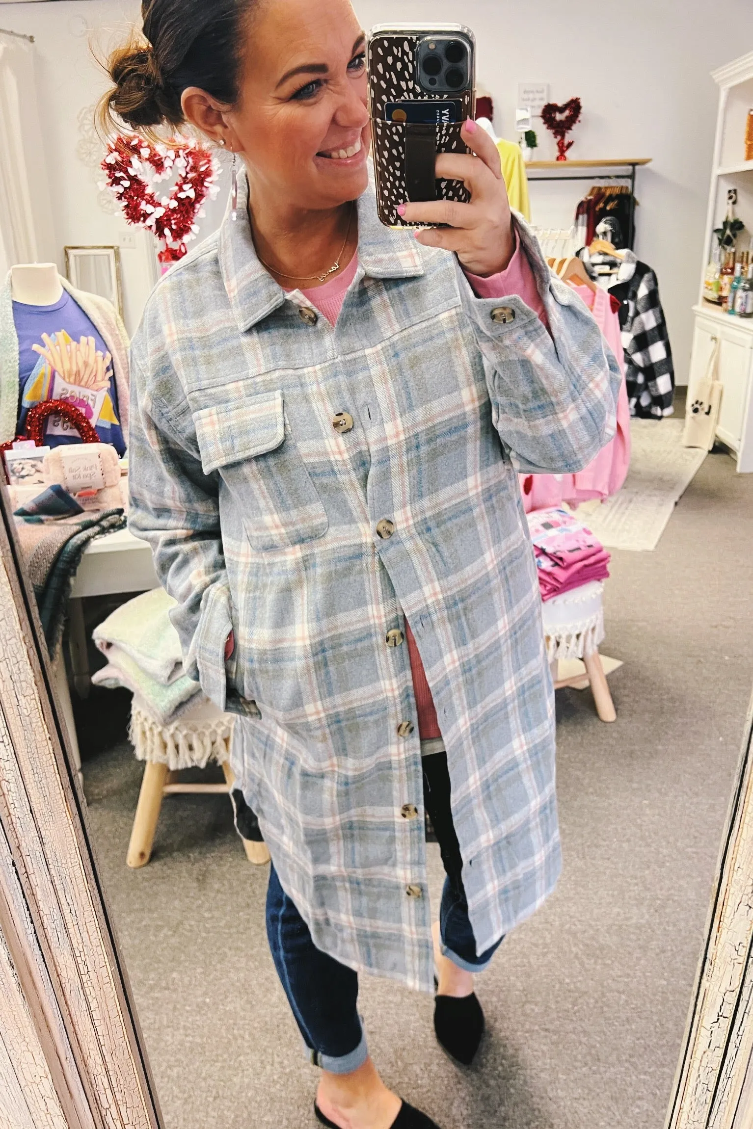 Muriel Plaid Long Shacket