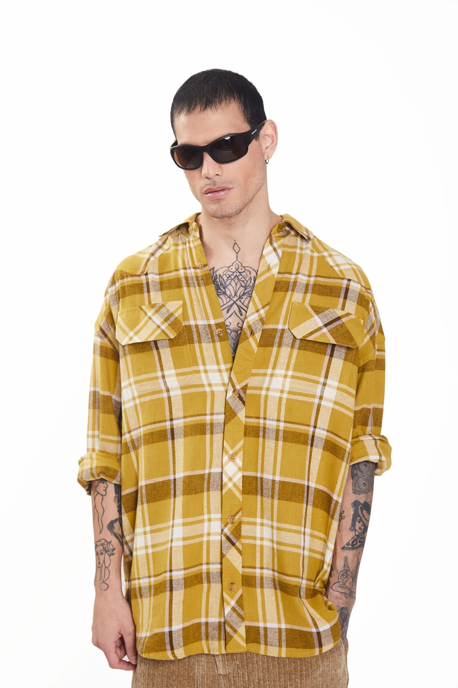 Mustard Plaid Oversized Shirt