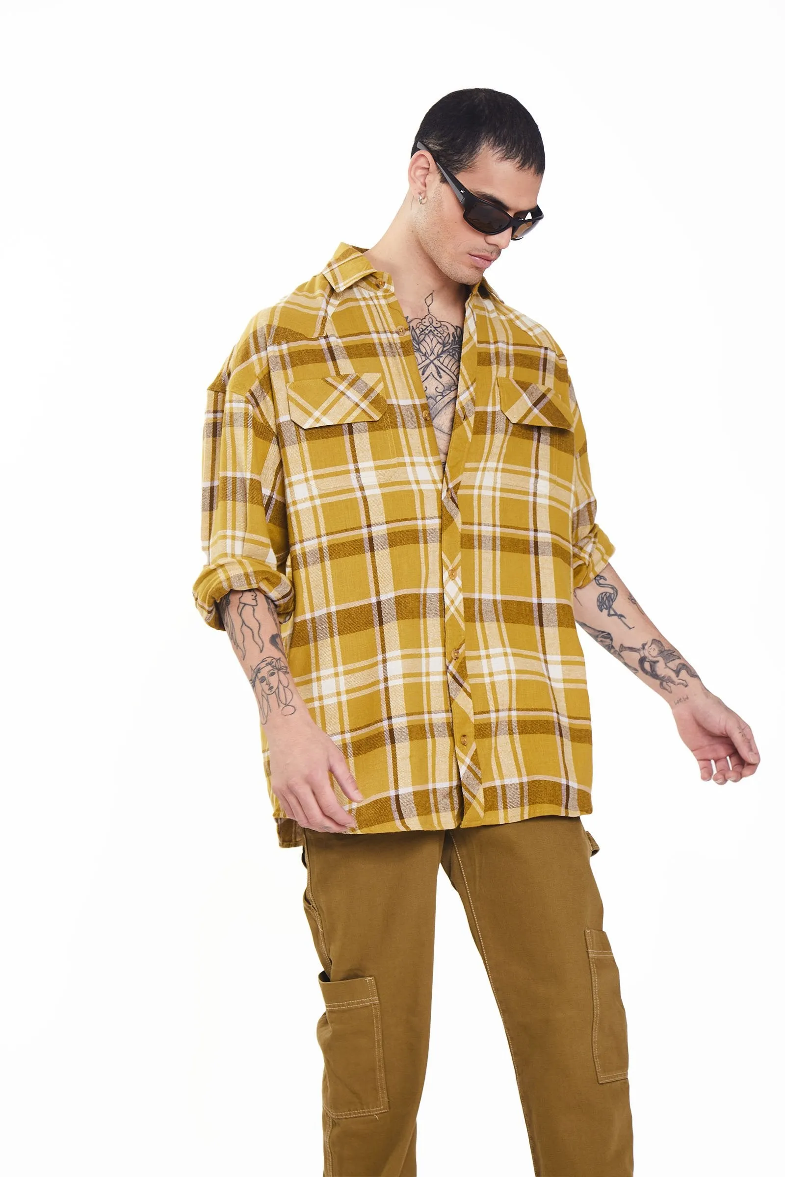 Mustard Plaid Oversized Shirt