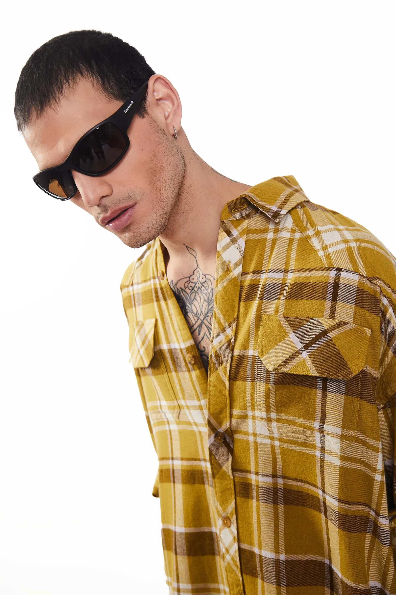 Mustard Plaid Oversized Shirt