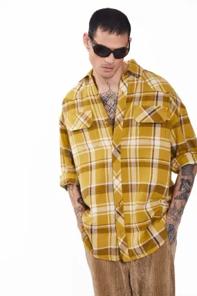 Mustard Plaid Oversized Shirt