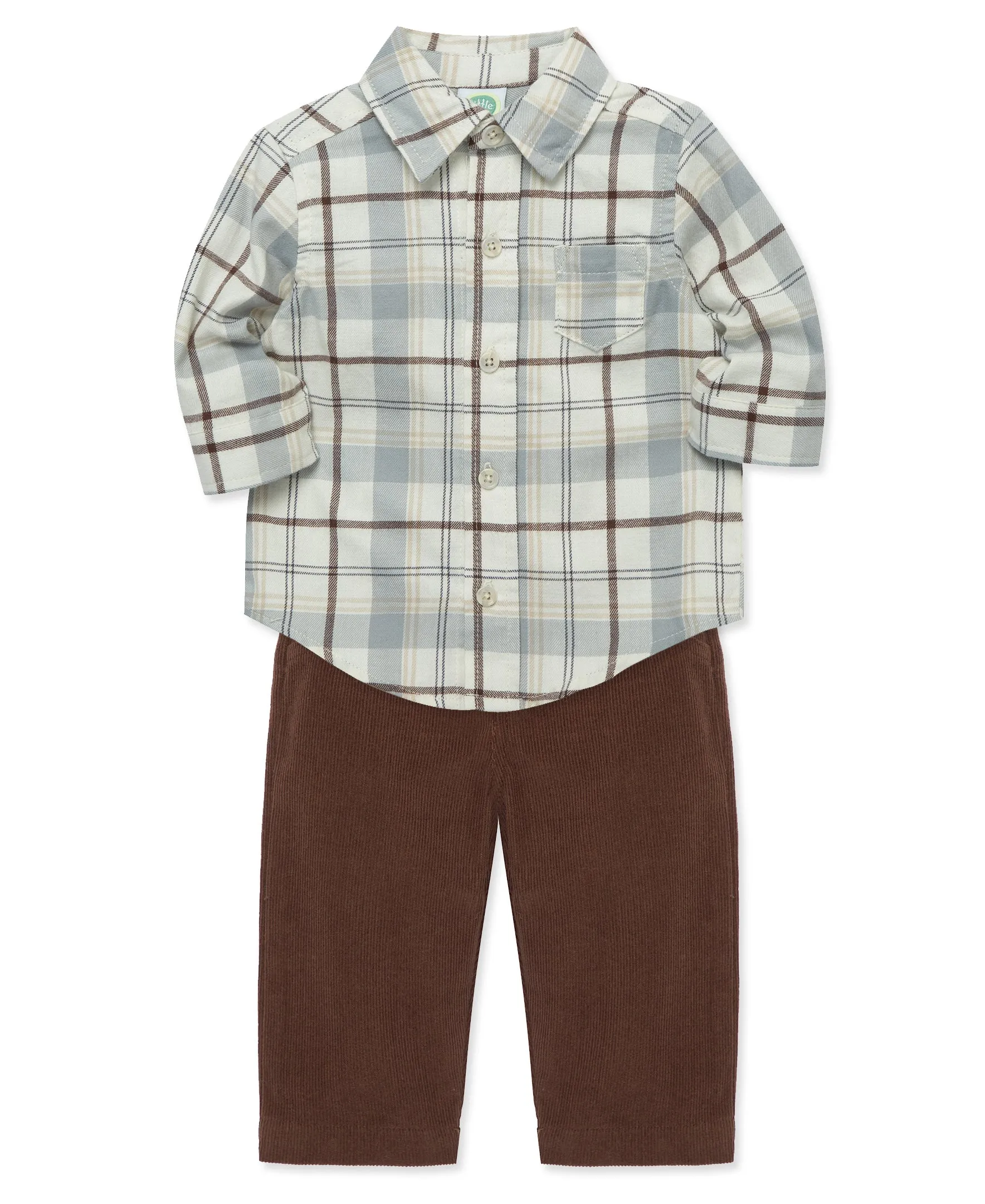 Neutral Plaid Pant Set