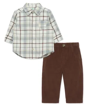 Neutral Plaid Pant Set