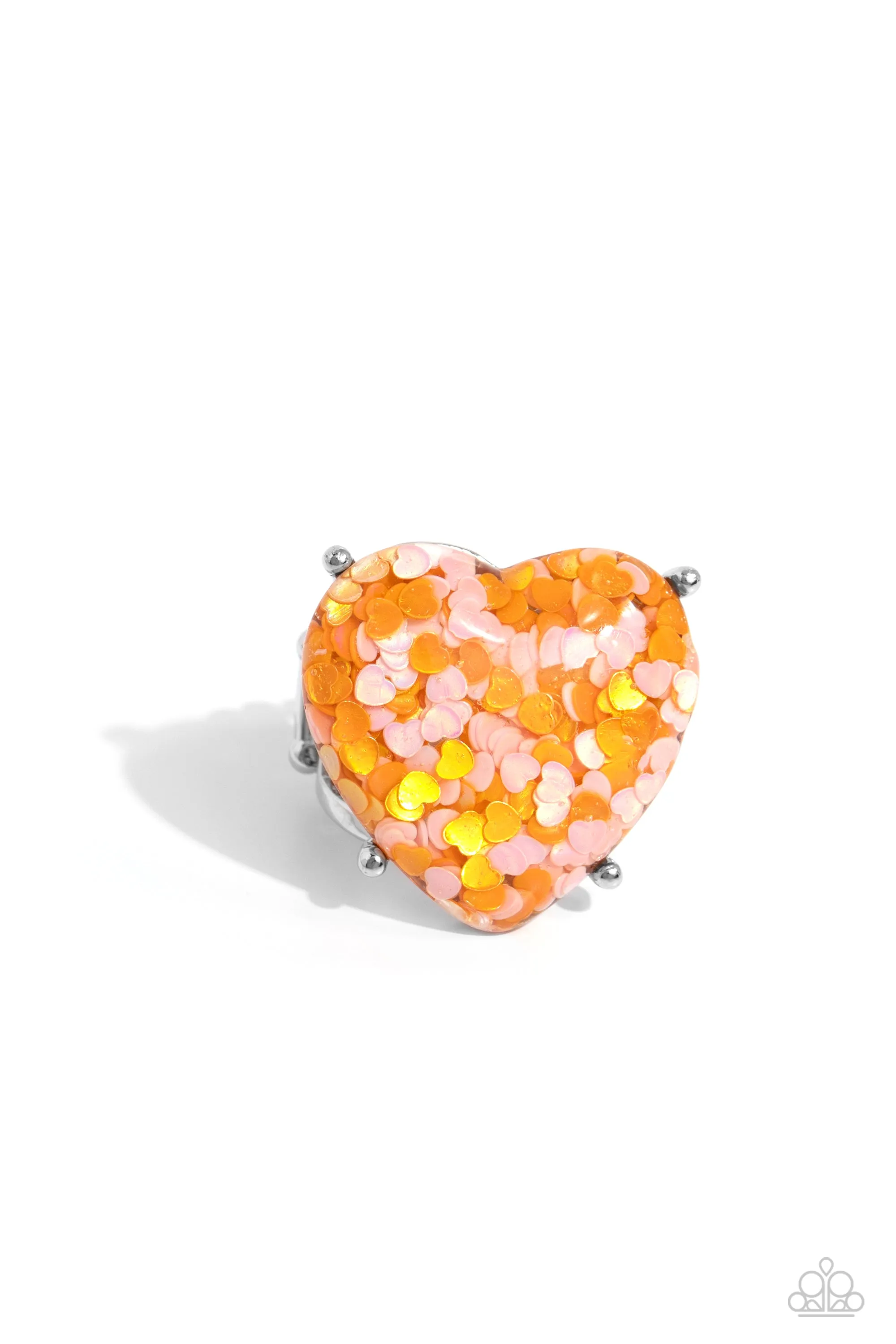 Paparazzi Patterned Promenade - Orange Heart Ring