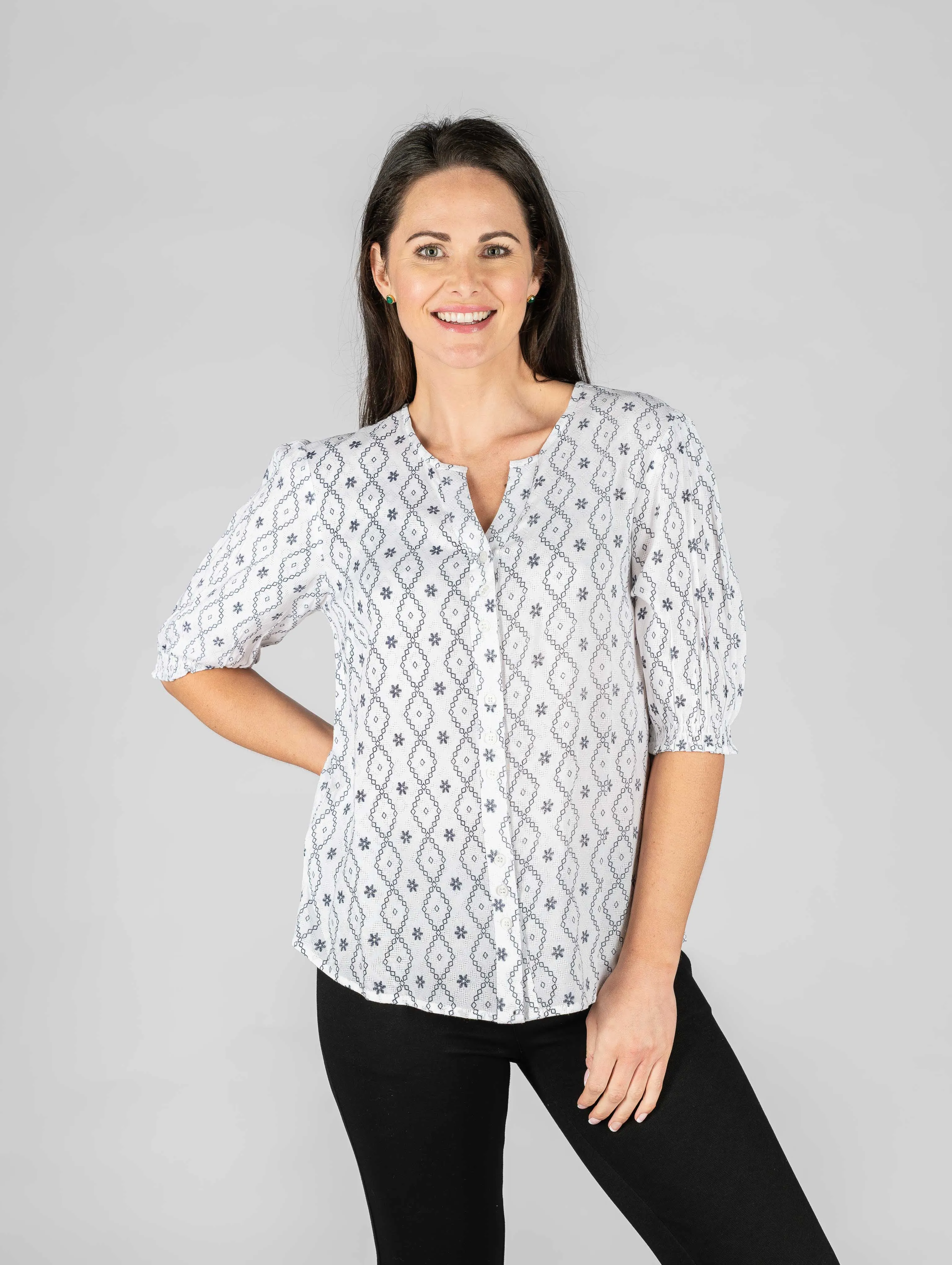 Patterned Jacquard Blouse