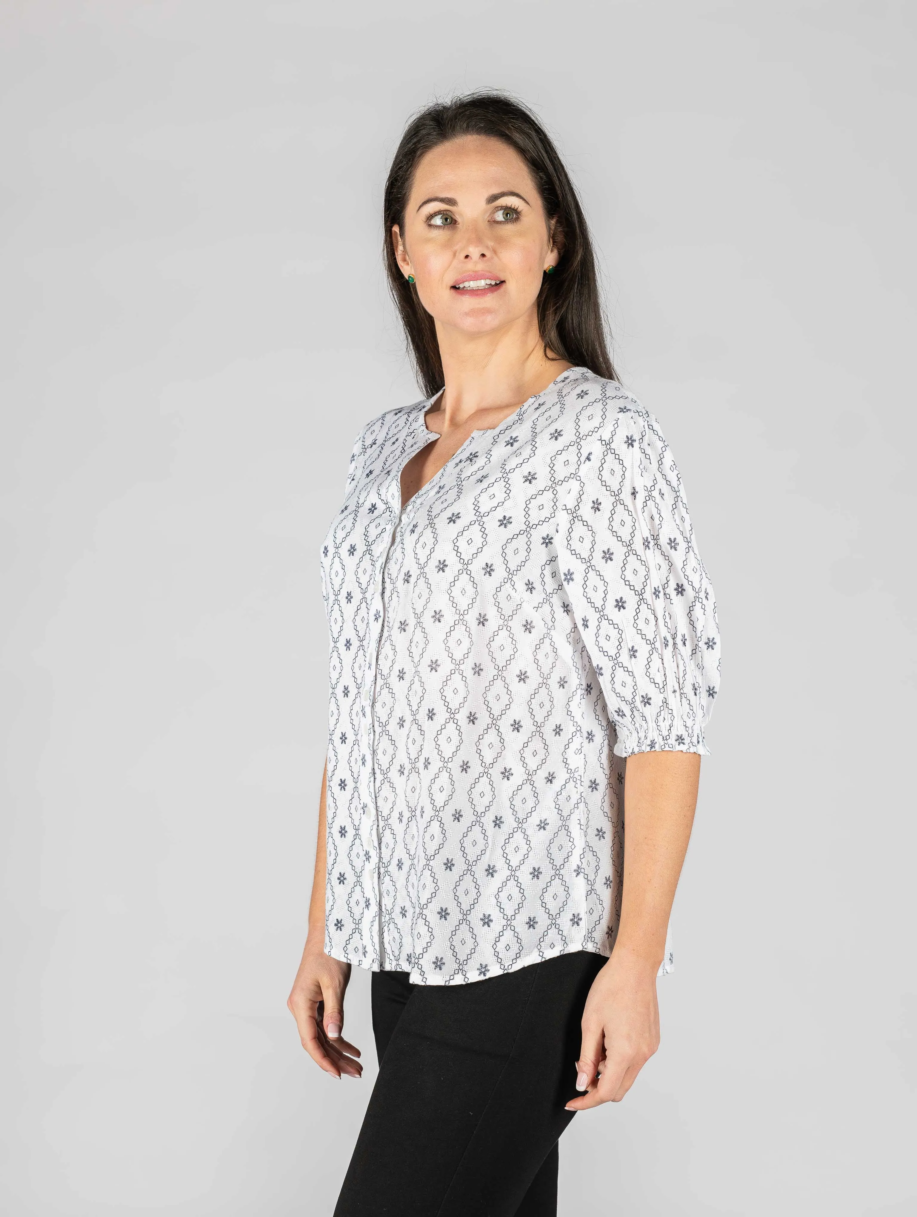 Patterned Jacquard Blouse